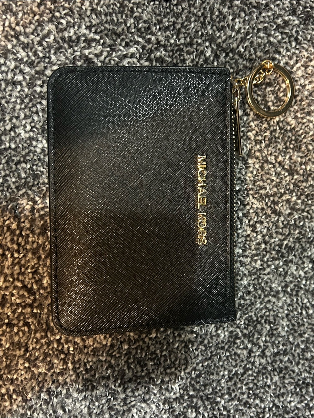 Michael Kors Black Saffiano Cardholder with Gold Keyring